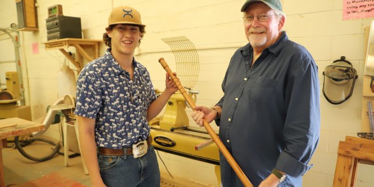 Hand-made cane creates bond for resident, employee