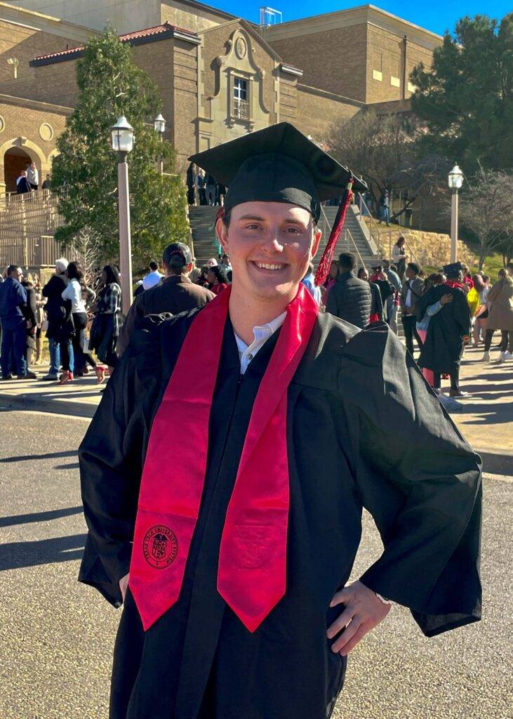 A graduate wears the regalia of Texas Tech University